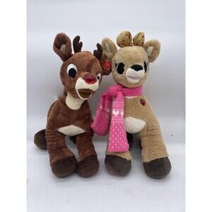 Build-A-Bear Rudolph Red Nosed Reindeer & Clarice Plush Toys Lot BAB Set